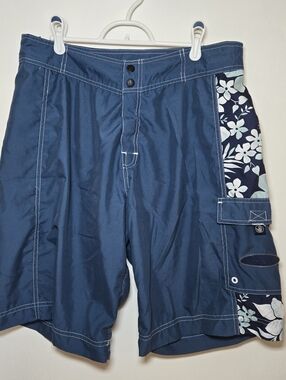 Body Glove Mens Swim Trunk Board Shorts Size 36 Ocean Blue Tropical Hawaiian